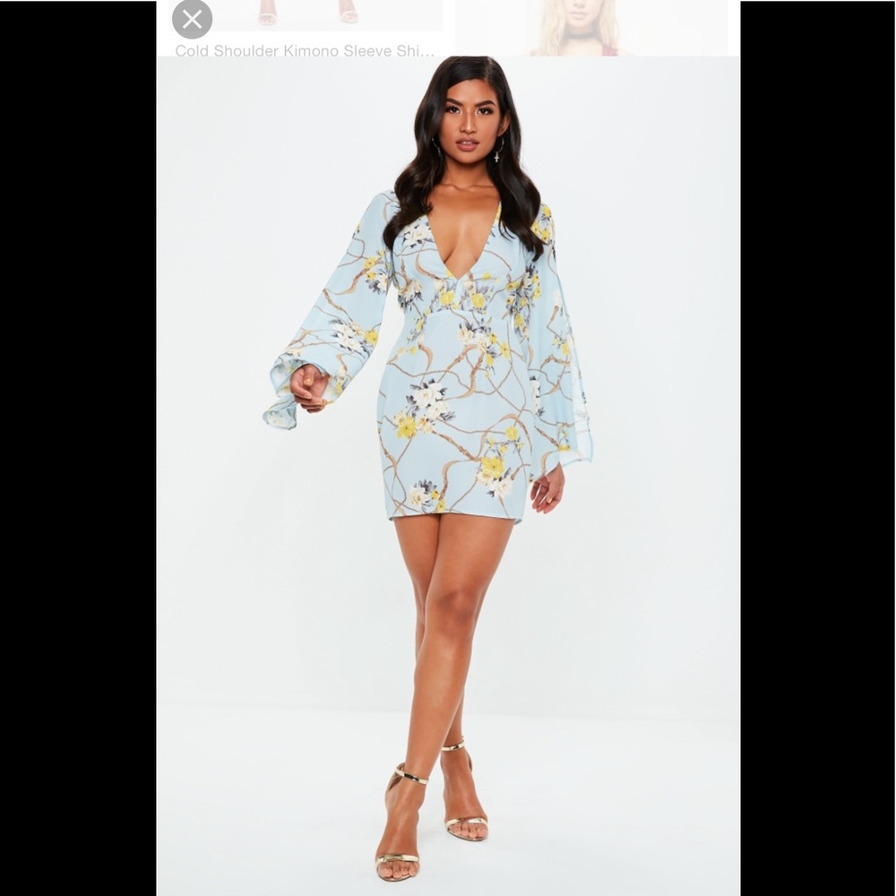 NWT floral kimono shift dress with bell sleeves